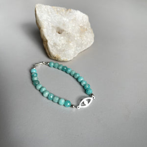 Amazonite and silver Evil Eye bracelet