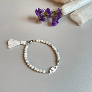 White howlite and Silver Evil Eye Bracelet