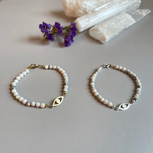 White howlite and Gold Evil Eye Bracelet